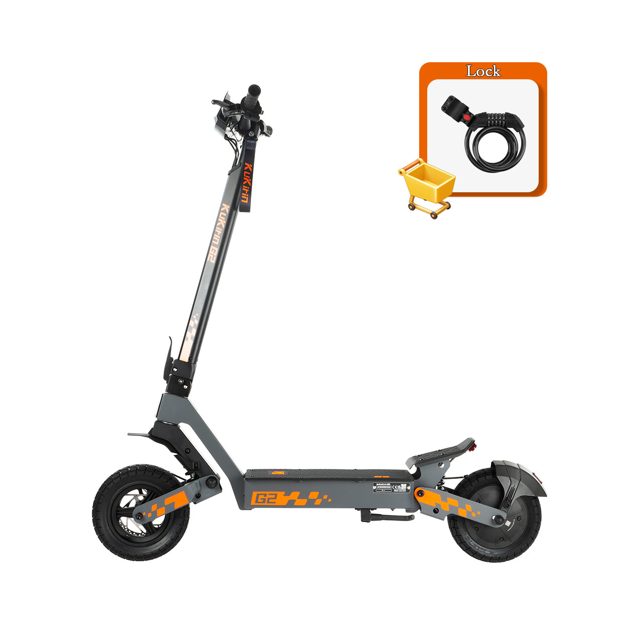 Skuter elektrik KuKirin G2, i zi me detaje portokalli